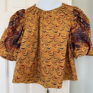Ulla Johnson Yellow and Red Patterned Blouse